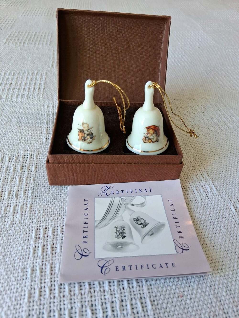 Hummel Porcelain Bells Set with Certificate and Box